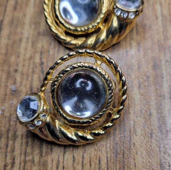 vintage 80s gold earrings - Picture 2 of 4